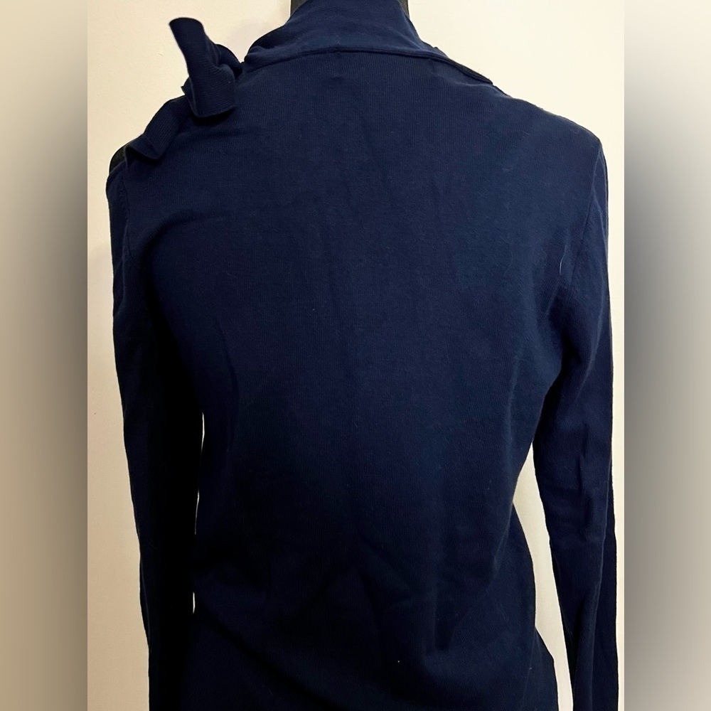 525 America Royal blue sweater  bow tie peek a boo shoulder vintage look small - Picture 5 of 7